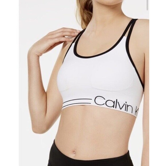 New Calvin Klein Low impact Performance Racerback Pullover Lounge Bra Small Pink - Picture 1 of 6